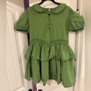 Urban Outfitters Green Gingham Mini Dress